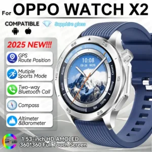 2025 For OPPO WATCH X2 GPS Motion Trajectory Smartwatches Men Bluetooth Call Multiple Sport Mode Compass Health Monitor Bracelet